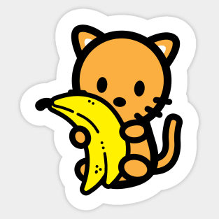 Cat Kitten Orange Banana Food Cute Kitten Animal Pet Lover Sticker